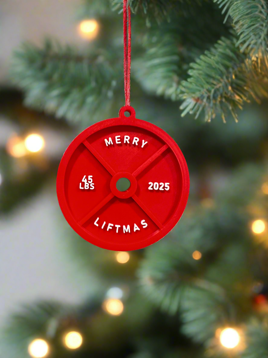 Barbell 45 LB Plate Christmas Ornament