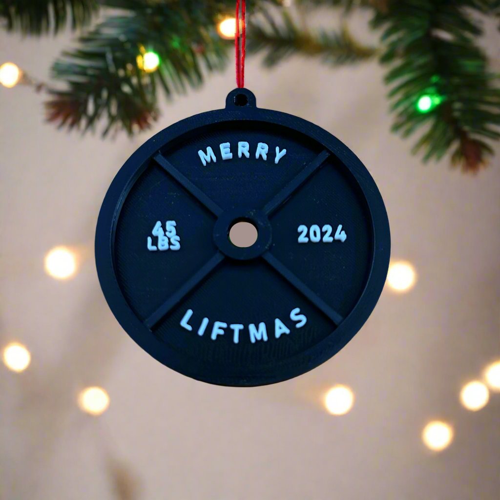Barbell 45 LB Plate Christmas Ornament