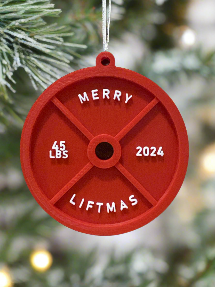 Barbell 45 LB Plate Christmas Ornament