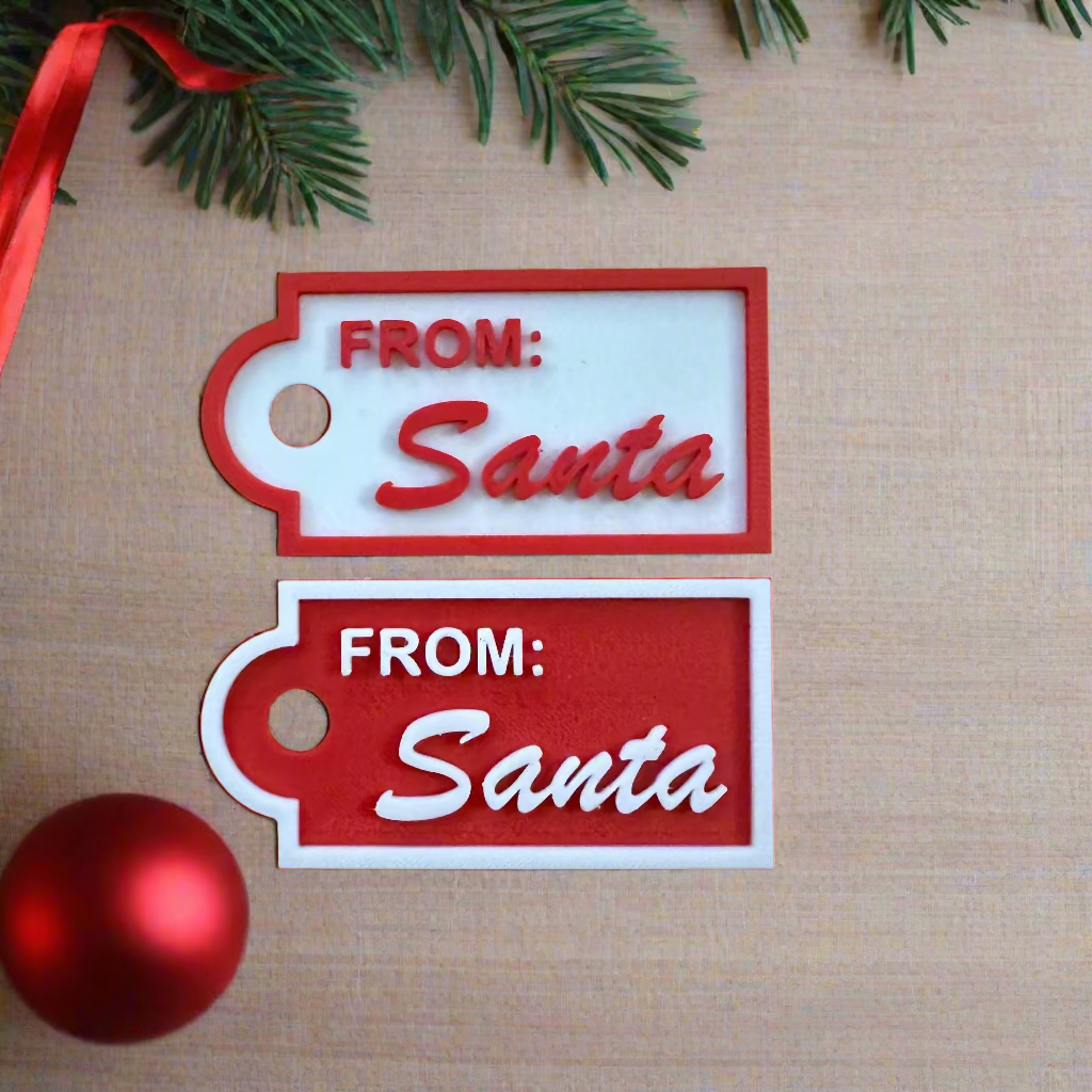 From Santa Gift Tag - Christmas Gift Label - 3D Printed Gift Tag