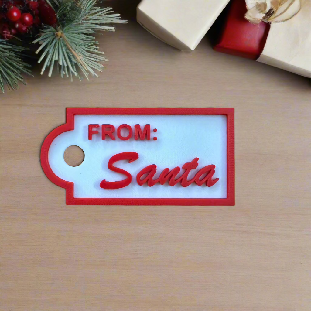 From Santa Gift Tag - Christmas Gift Label - 3D Printed Gift Tag