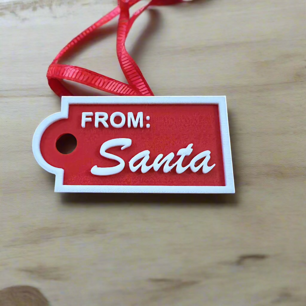 From Santa Gift Tag - Christmas Gift Label - 3D Printed Gift Tag