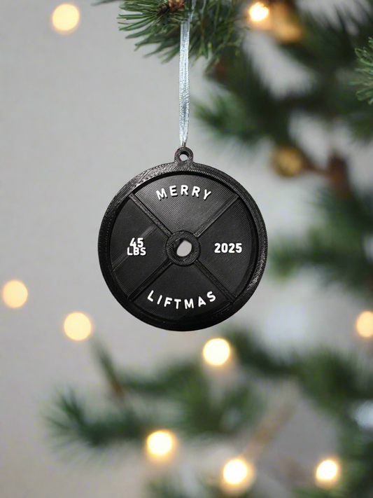 Barbell 45 LB Plate Christmas Ornament