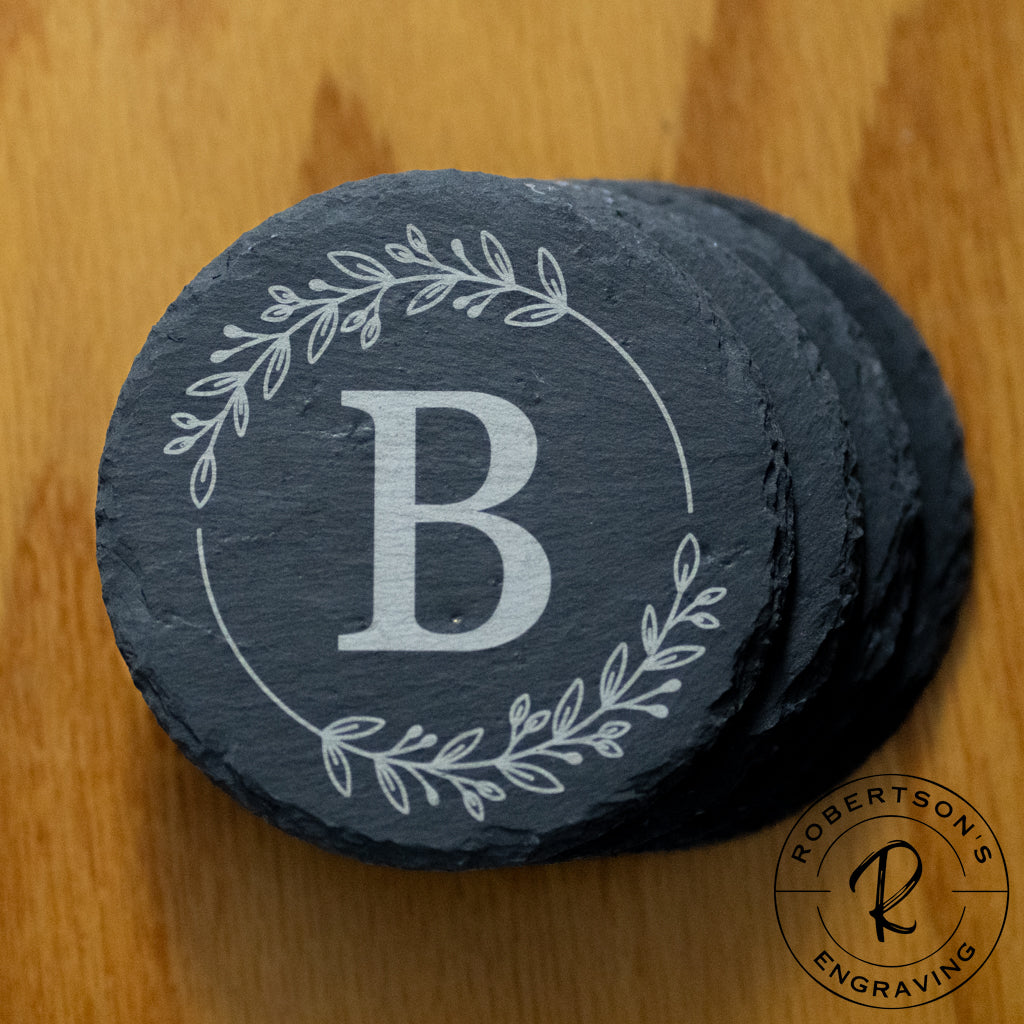 Monogrammed Family Initial Slate Coaster