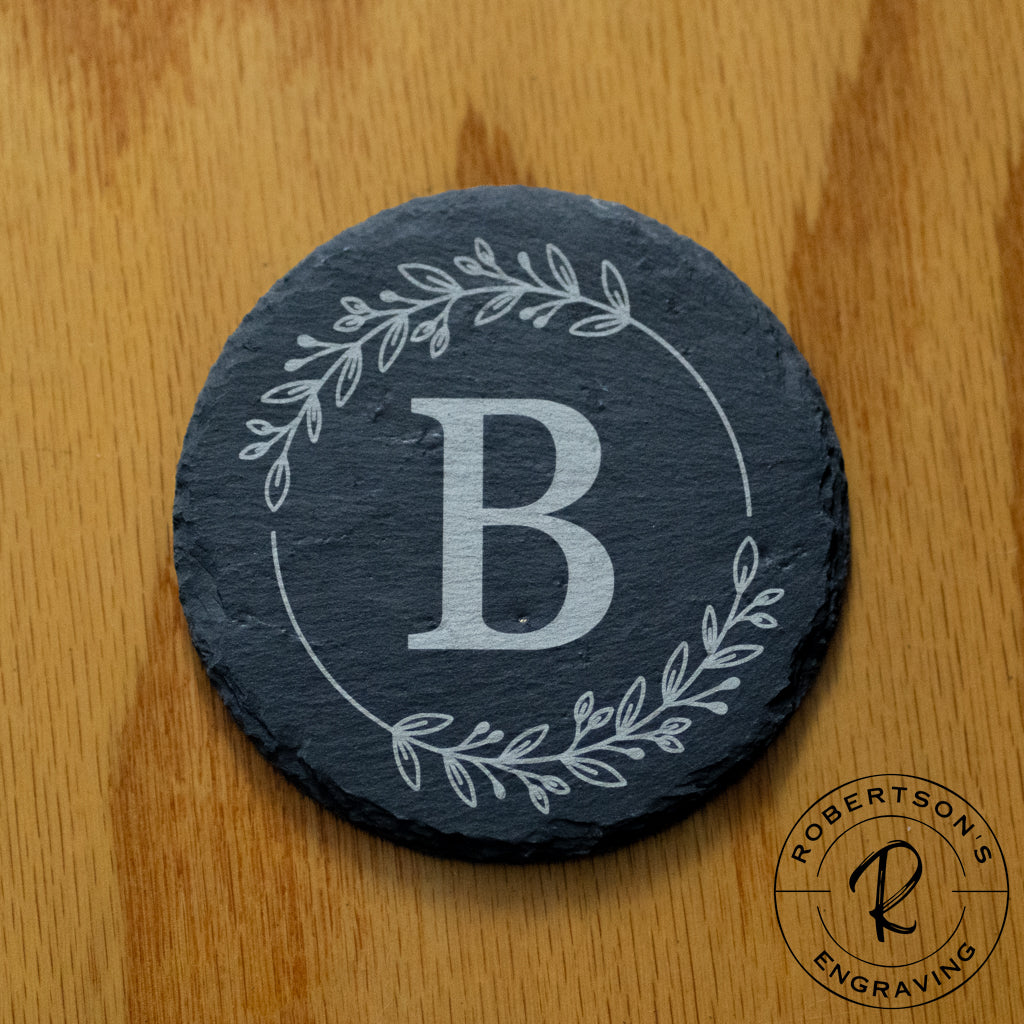 Monogrammed Family Initial Slate Coaster