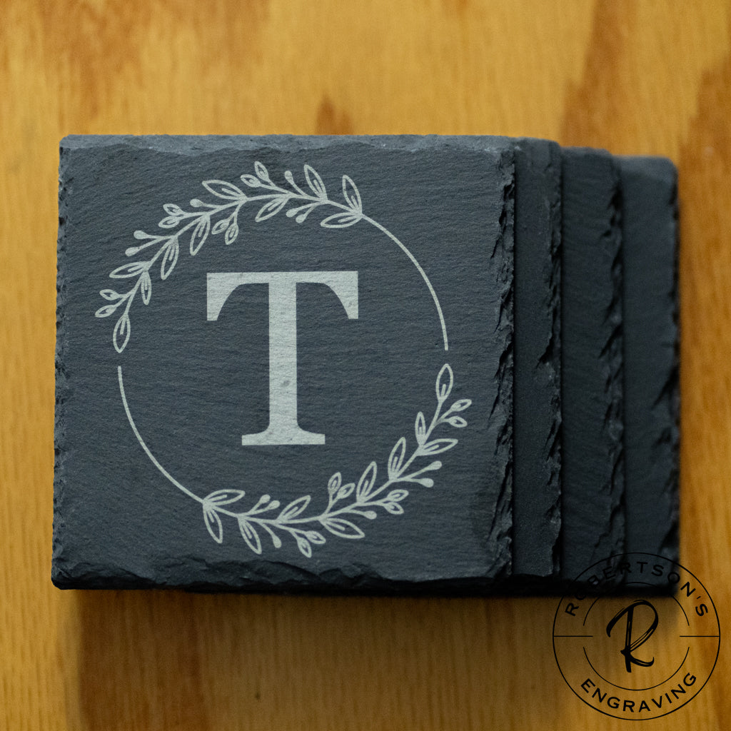 Monogrammed Family Initial Slate Coaster